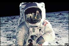 An astronaut on the moon