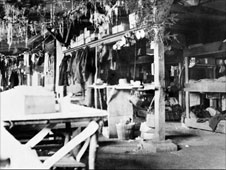Inside a prisoner of war hut at Lamsdorf in Germany