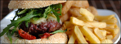 Burger and chips - a typical gastro pub meal