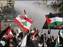 Protesto em Beirute contra ataques a Gaza