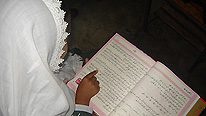 Child studying at a school in Mingora, Swat Valley