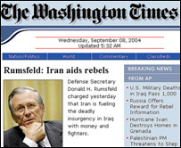 صفحه نخست روزنامه واشنگتن تايمز در روز هشتم سپتامبر