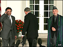 کرزی، بوش، مشرف