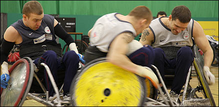 GB's wheelchair rugby team in action