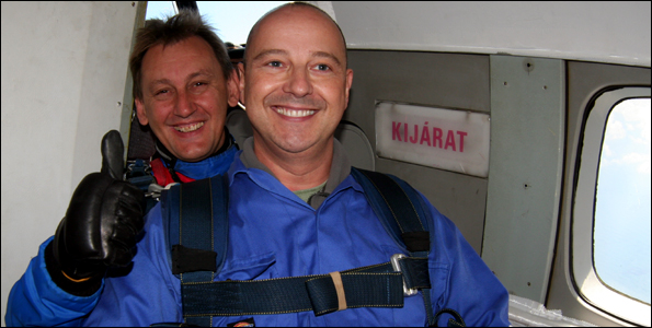 Chris Jackson waiting to jump out of plane
