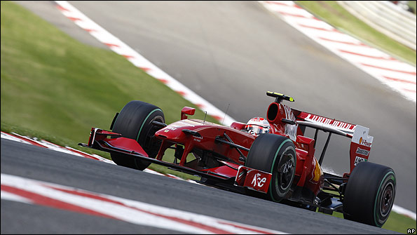 Kimi Raikkonen in the Ferrari at the Belgian Grand Prix