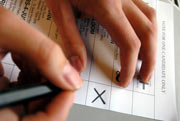 A symbol of democracy. A cross on a ballot paper