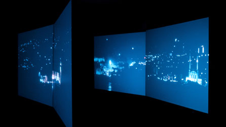 Detail from an image of Ergin Çavuşoğlu's video installation Downward Straits (pictured at the Leeds City Art Gallery, 2005). Image courtesy of Ergin Çavuşoğlu and Galerist, Istanbul