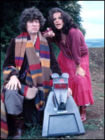 Mary in Dr Who with co-stars Tom Baker and K-9!