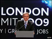 Kevin Rudd at the G20 summit in London, 2 April 2009
