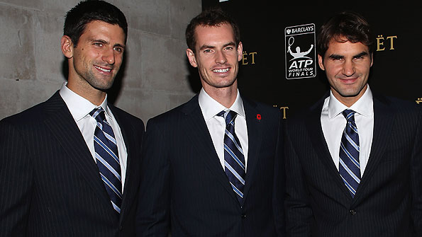 Novak Djokovic, Andy Murray and Roger Federer