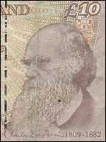Darwin's face adorns a £10 note