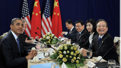 美國總統奧巴馬和中國總理溫家寶