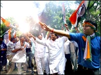 काँग्रेस की जीत का जश्न