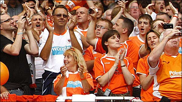Blackpool supporters at their game with Arsenal