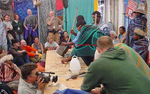 Sotho Sounds lead a workshop making guitars from scrap materials