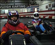 Tom gets lapped by top karter Robert 