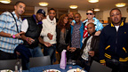 Max with Roll Deep backstage