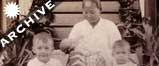 Brian(R), brother Kenneth(L) and sister Pauline(M) with Amah in Kuala Lumpur, Malaya, 1930