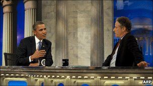 Barack Obama and Jon Stewart