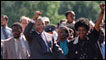  A picture taken on February 11, 1990 shows Nelson Mandela (C) and his then-wife Winnie raising their fists and saluting cheering crowd upon Mandela's release from the Victor Verster prison near Paarl. 