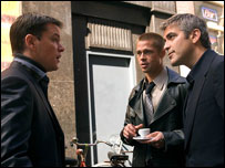 Matt, Brad and George in Ocean's Twelve (12a)