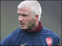 David Beckham trains with Arsenal Football Club