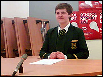 Cameron, a student at St Peter's High School in Gloucester, taking part in School Report 2009