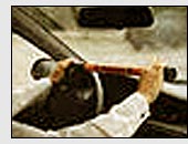 driving with the steering locked!