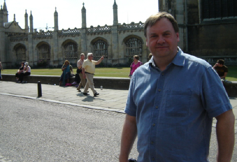 Jeff Zycinski outside Kings College, Cambridge
