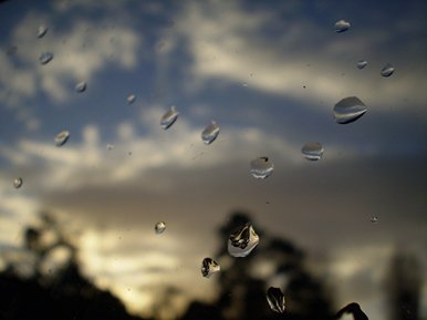 The raindrops on the window