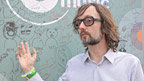 Jarvis Cocker outside the 6 Music truck