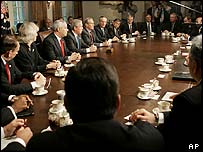 O presidente reeleito dos Estados Unidos, George W. Bush