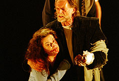 Image: Eve Miles as Lavinia and David Bradley as Titus Andronicus in the RSC's production of Titus Andronicus. Photograph by John Haynes &copy; Royal Shakespeare Company 