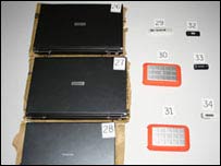 Os computadores analisados pela Interpol Foto: cortesia da Interpol