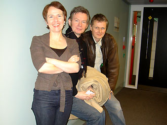 22 December 2007: A very tall Fi Glover with the rather shorter John Gordon Sinclair and Matt Harvey. Ho Ho Ho!
