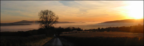 Looking west from Duxmoor at sunrise