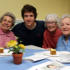 Three of the very lovely residents - Maureen, Muriel and Edna - join Greg over some tea and cakes!