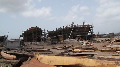 Boats being built in Salaya