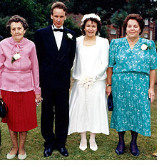 Robert's mum, Robert, wife Susan and Susan's mum Pam at their wedding