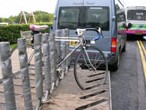 Bus towing bike trailer