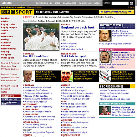 BBC Sport website in 2003