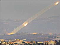 İsrail'e fırlatılan Katyuşa roketleri