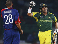 Harmison bowls to Durham team-mate Hussey