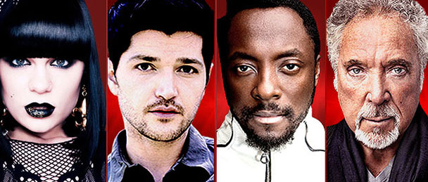 Jessie J, Danny O'Donoghue, Will.I.Am and Sir Tom Jones