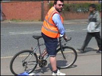 James Stubbs trying out his bike