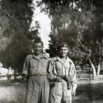 3rd The King’s Own Hussars, Bert just going on guard and myself outside the billet at Sarafand May 1946