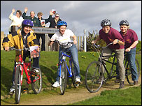 Group of people on bicycles