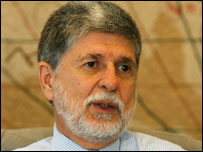 Celso Amorim em entrevista concedida antes de deixar o Brasil