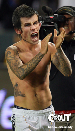 Gareth Beale with David Beckham's tattoos.